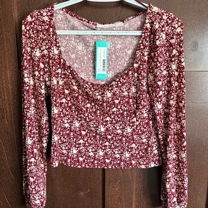 LUSH Naomi Square Neck Cropped Knit Top